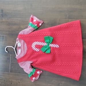 Toddler girls 4T Christmas dress with candy cane and bow